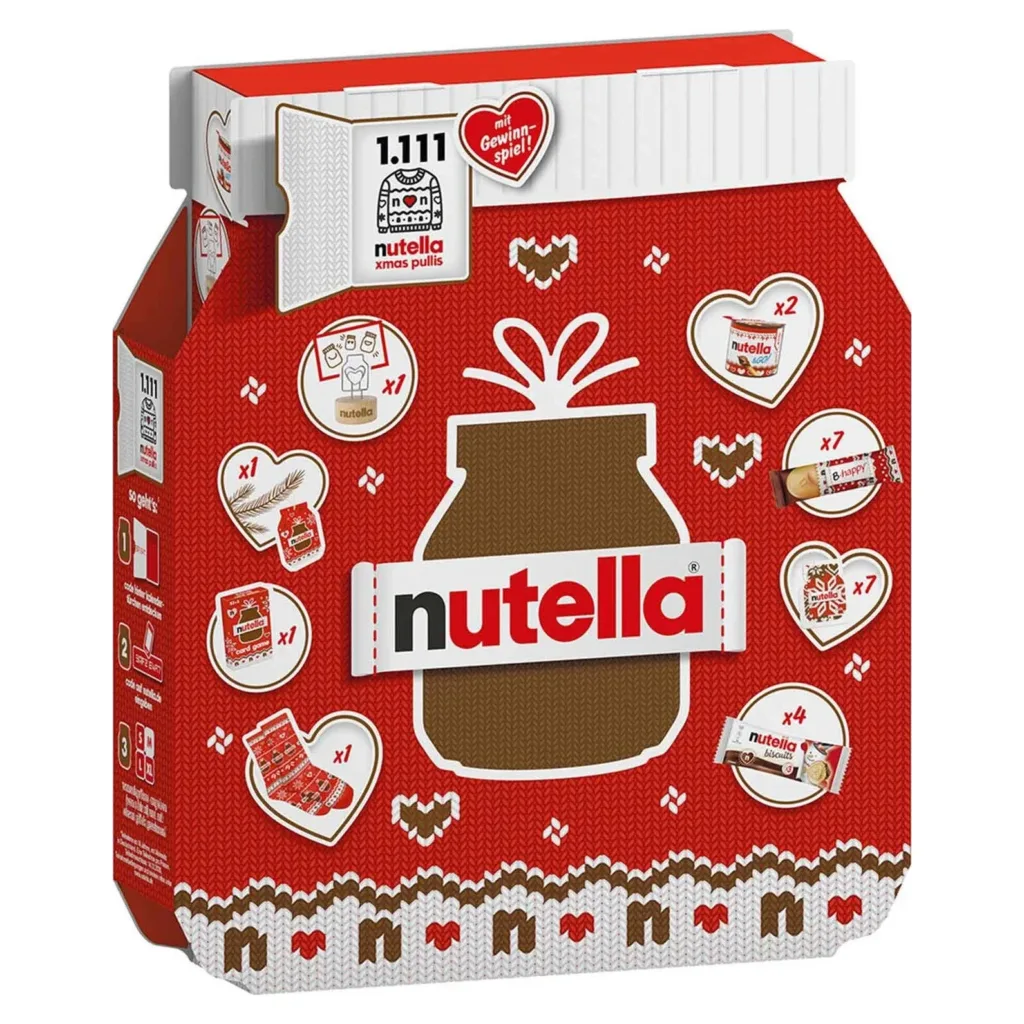 Nutella šokolado-lazdynų riešutų kremo advento kalendorius